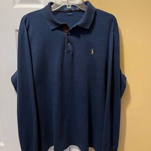 Polo Ralph Lauren long sleeve polo in blue, size large.